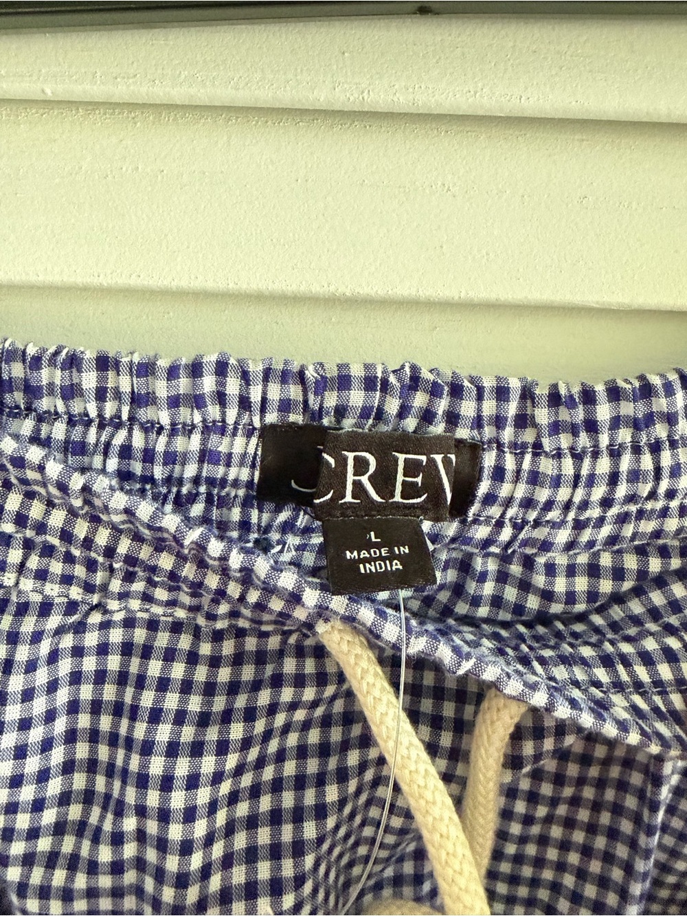 J. Crew Blue Gingham A-Line Skirt with Drawstring - Picture 4 of 7